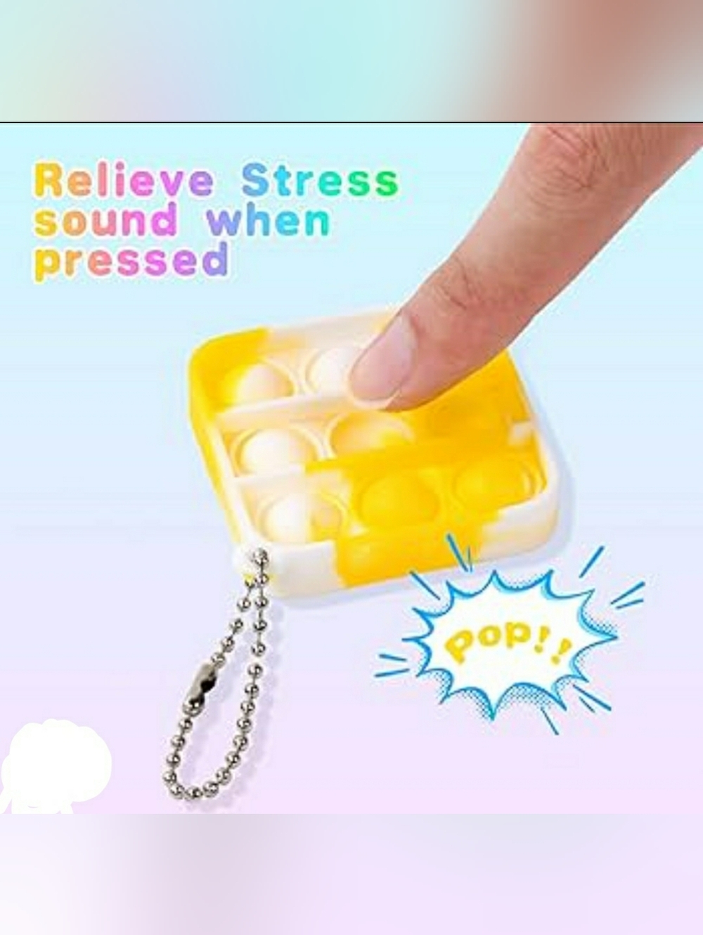 Yellow & White Mini Pop Bubble Keychain Fidget Toy